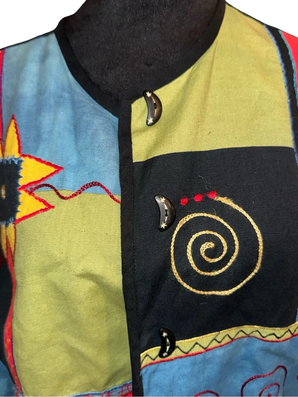 Vintage 90s Art-to-wear Patchwork embroidered Jacket/Women's Sz XL
